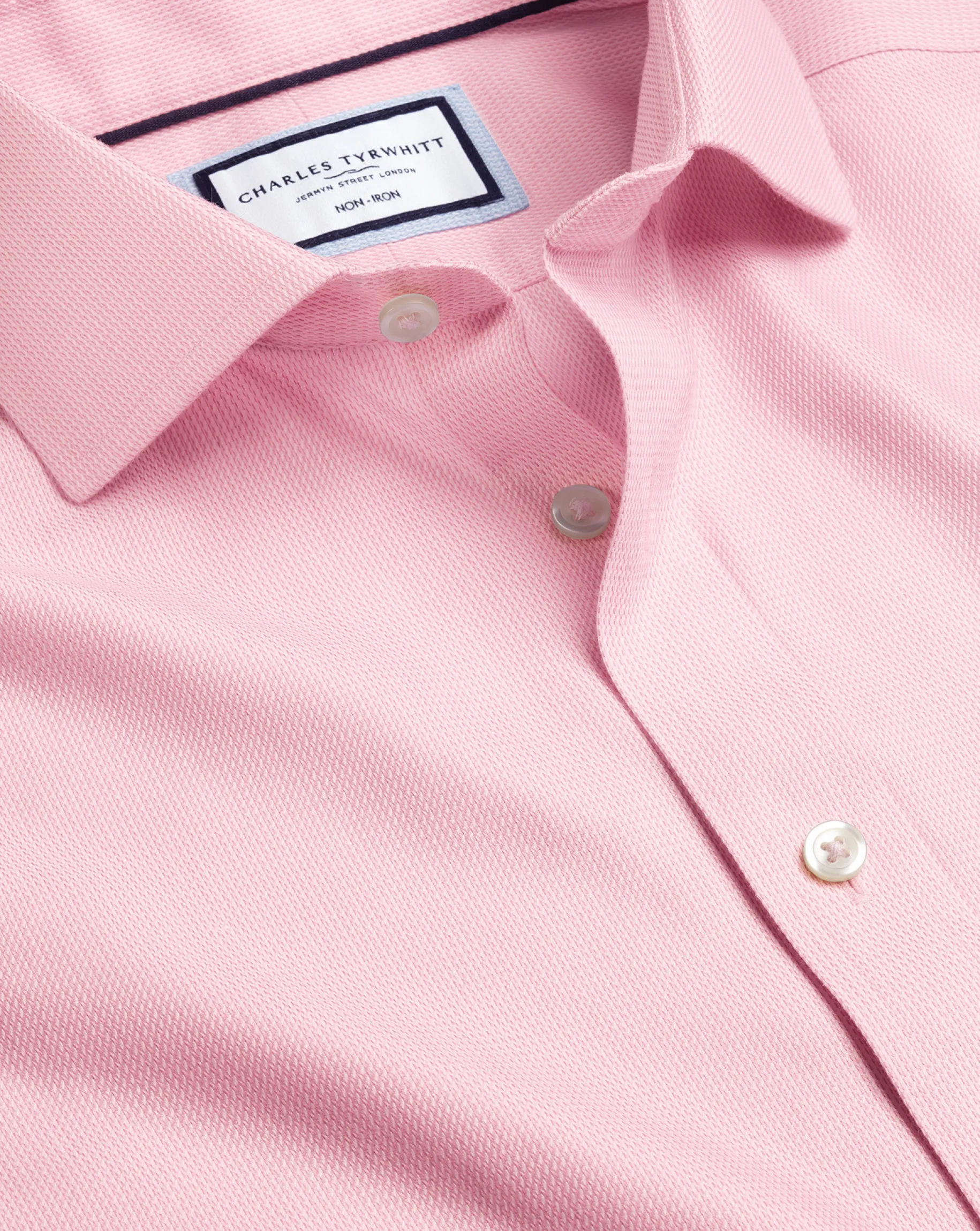 Business Casual Shirts|Dress Shirts<Charles Tyrwhitt Spread Collar Non-Iron Mayfair Weave Shirt - Pink