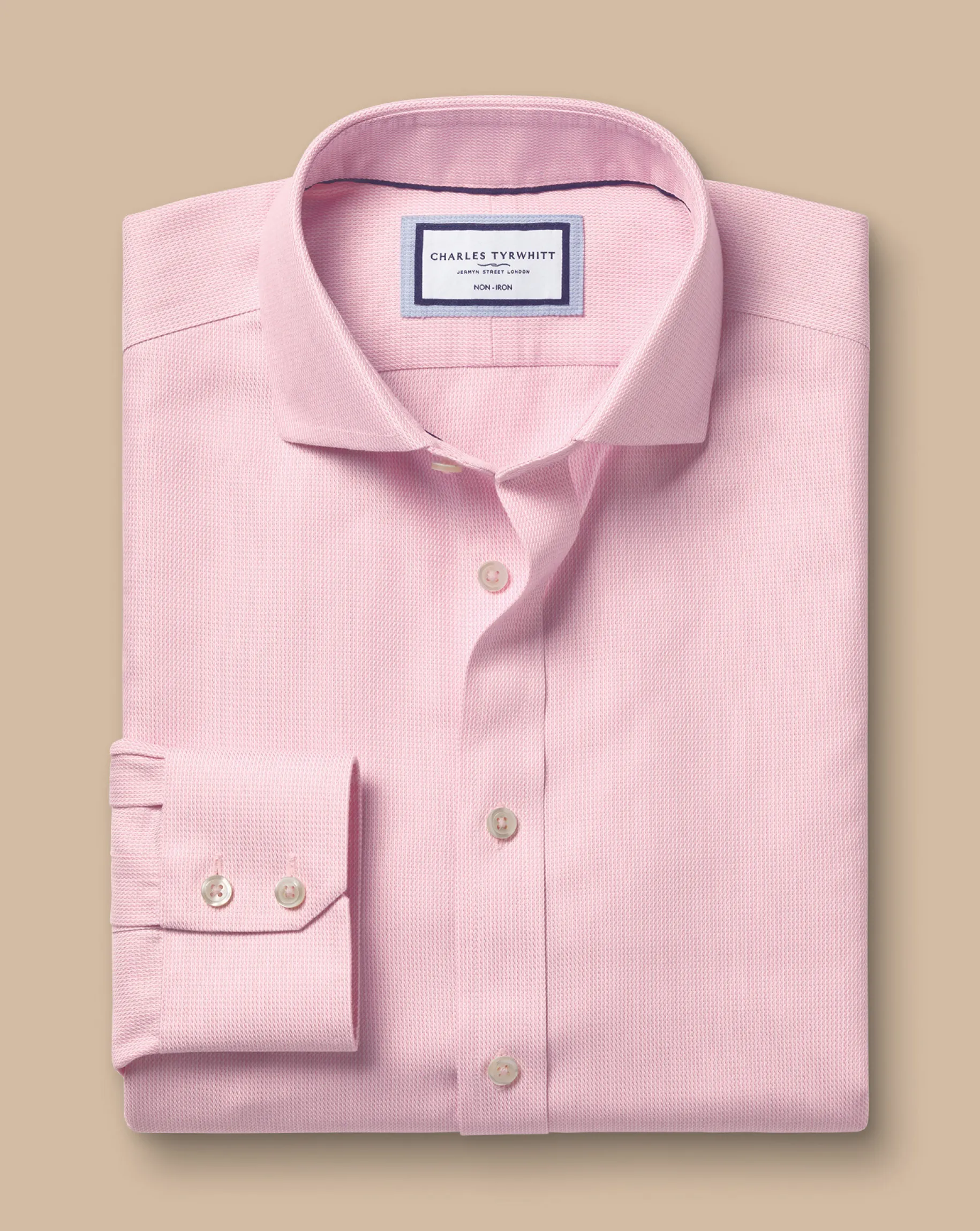 Business Casual Shirts|Dress Shirts<Charles Tyrwhitt Spread Collar Non-Iron Mayfair Weave Shirt - Pink