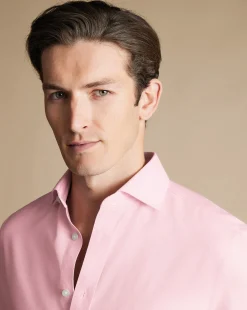 Business Casual Shirts|Dress Shirts<Charles Tyrwhitt Spread Collar Non-Iron Mayfair Weave Shirt - Pink
