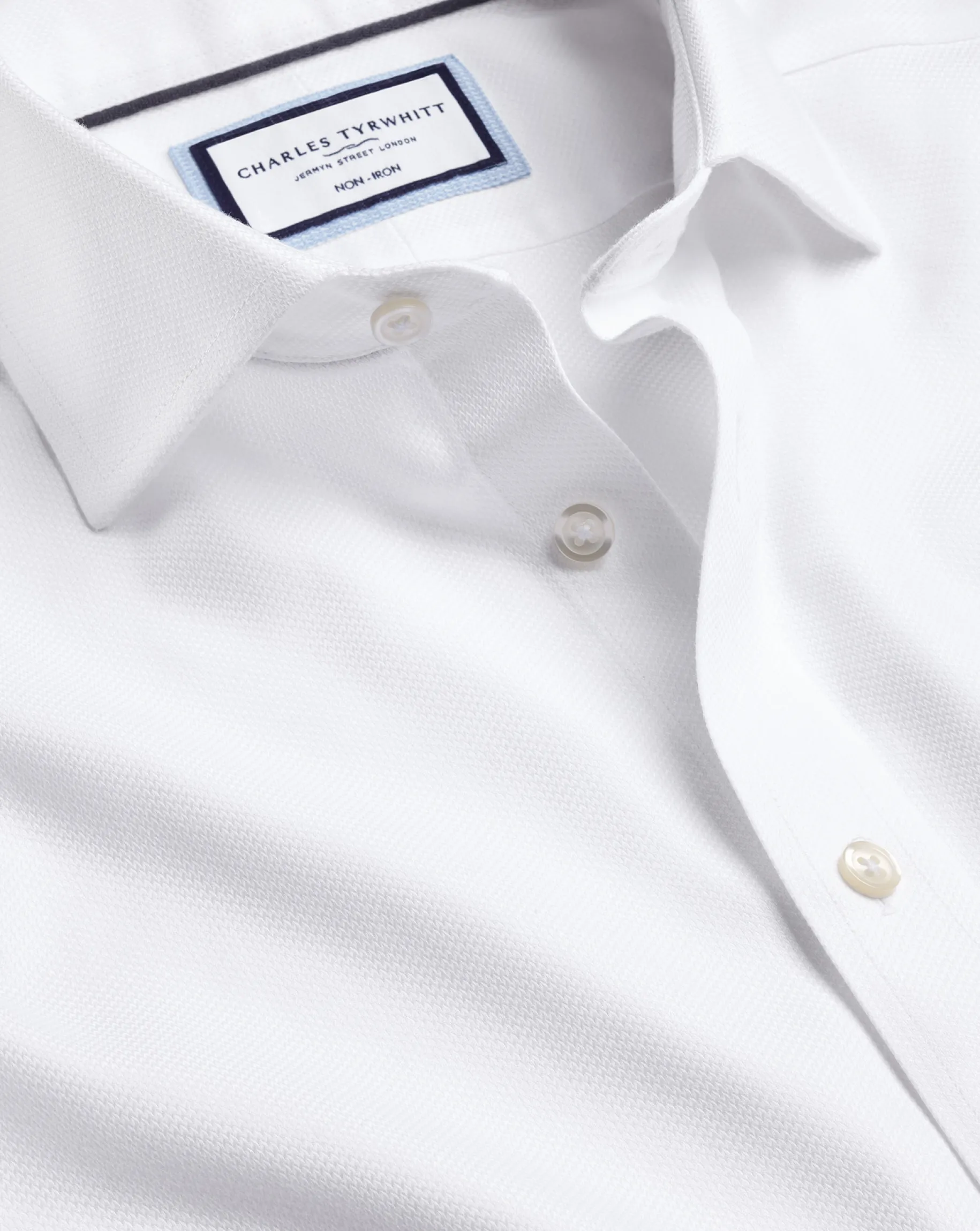 Business Casual Shirts|Dress Shirts<Charles Tyrwhitt Spread Collar Non-Iron Mayfair Weave Shirt - White