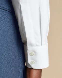 Business Casual Shirts|Dress Shirts<Charles Tyrwhitt Spread Collar Non-Iron Mayfair Weave Shirt - White