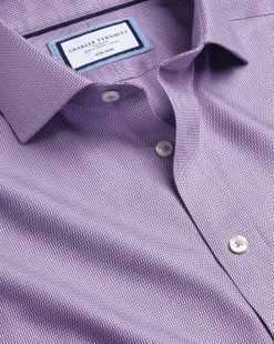 Business Casual Shirts|Dress Shirts<Charles Tyrwhitt Spread Collar Non-Iron Mayfair Weave Shirt - Purple Lilac