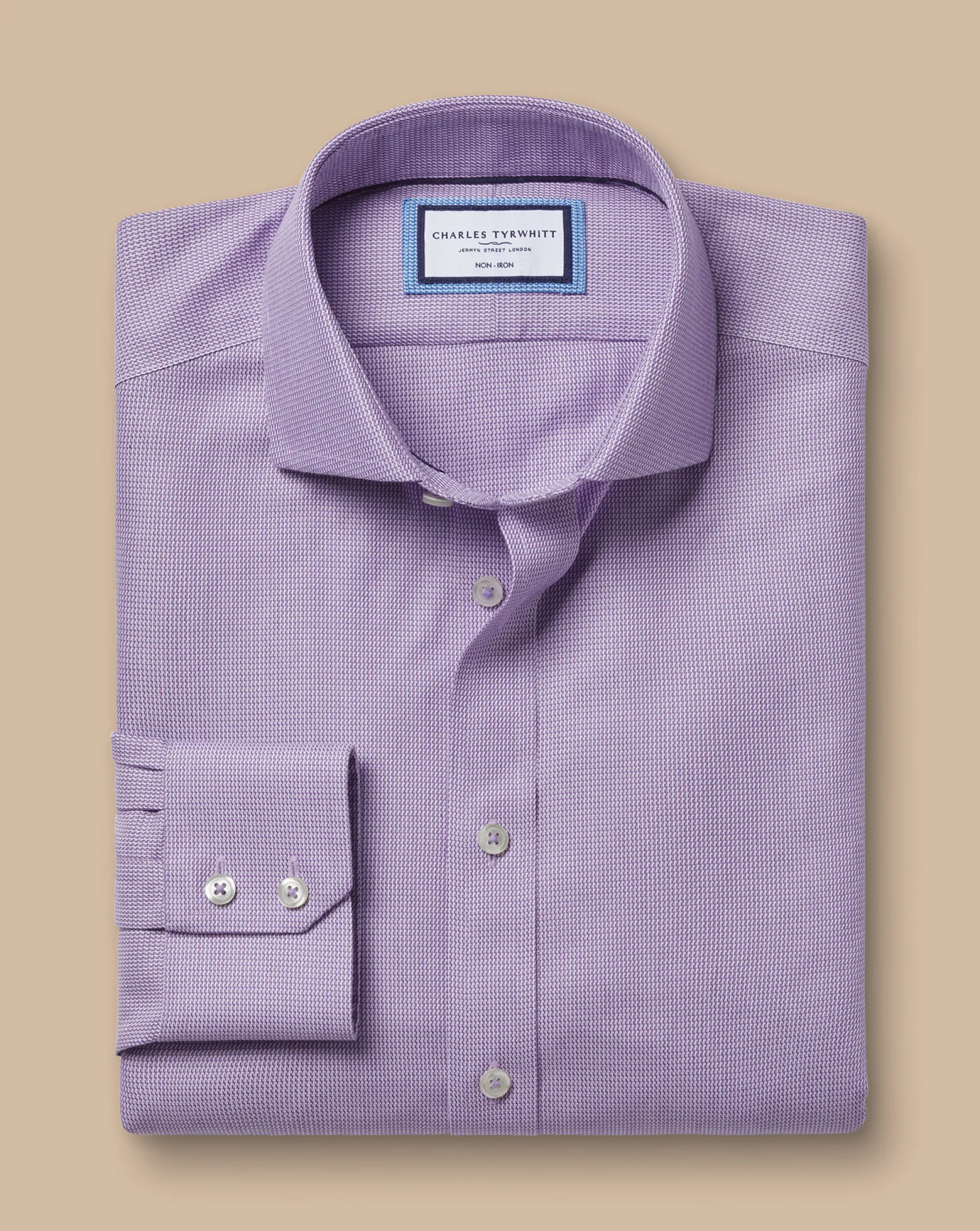 Business Casual Shirts|Dress Shirts<Charles Tyrwhitt Spread Collar Non-Iron Mayfair Weave Shirt - Purple Lilac