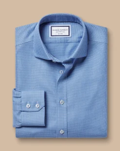 Business Casual Shirts|Dress Shirts<Charles Tyrwhitt Spread Collar Non-Iron Mayfair Weave Shirt - Cobalt Blue