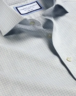 Shirt Sale|Dress Shirts<Charles Tyrwhitt Spread Collar Non-Iron Mini Prince of Wales Check Shirt - Grey Silver