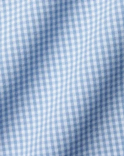 Dress Shirts|Check Shirts<Charles Tyrwhitt Spread Collar Non-Iron Mini Gingham Check Shirt - Cornflower Blue