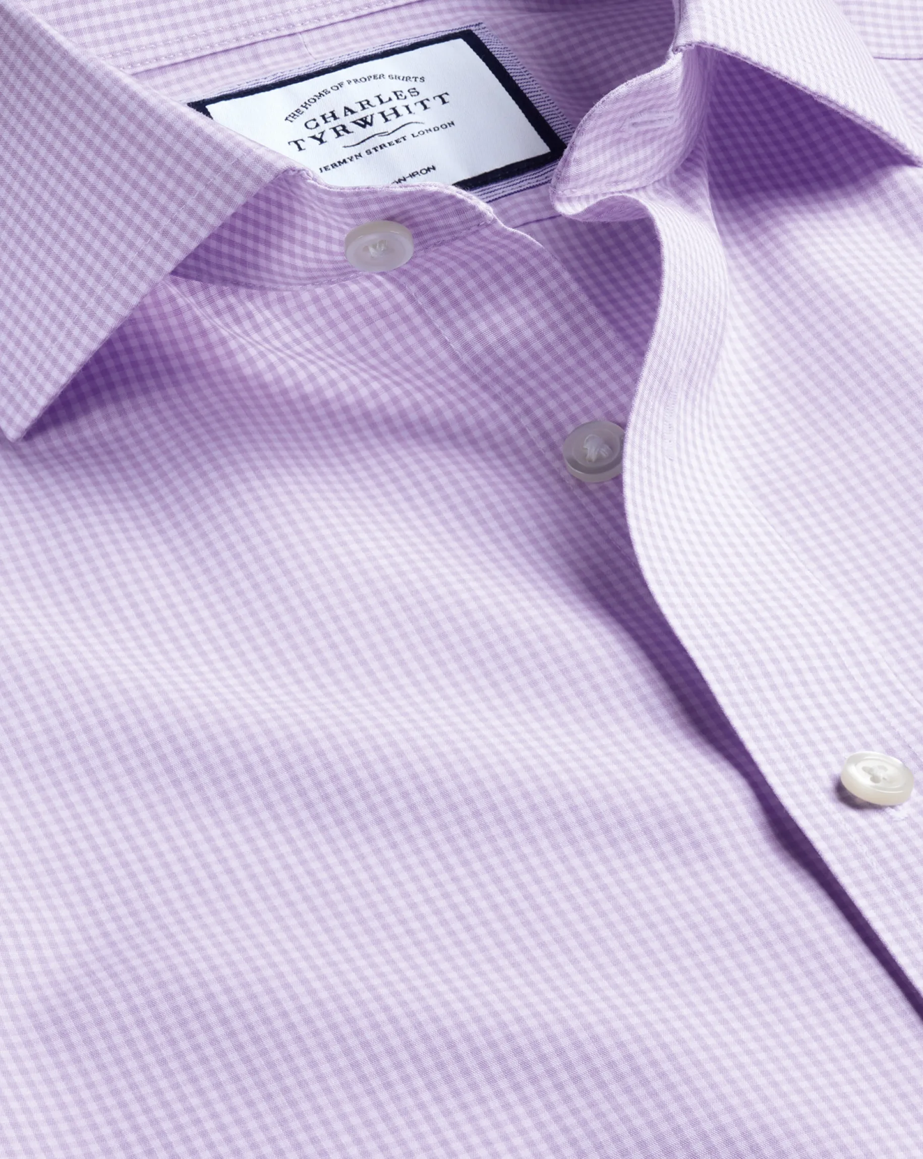Shirt Sale|Dress Shirts<Charles Tyrwhitt Spread Collar Non-Iron Mini Gingham Check Shirt - Mauve Purple