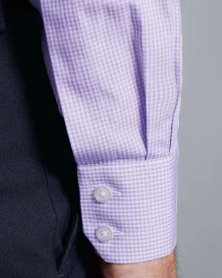 Shirt Sale|Dress Shirts<Charles Tyrwhitt Spread Collar Non-Iron Mini Gingham Check Shirt - Mauve Purple