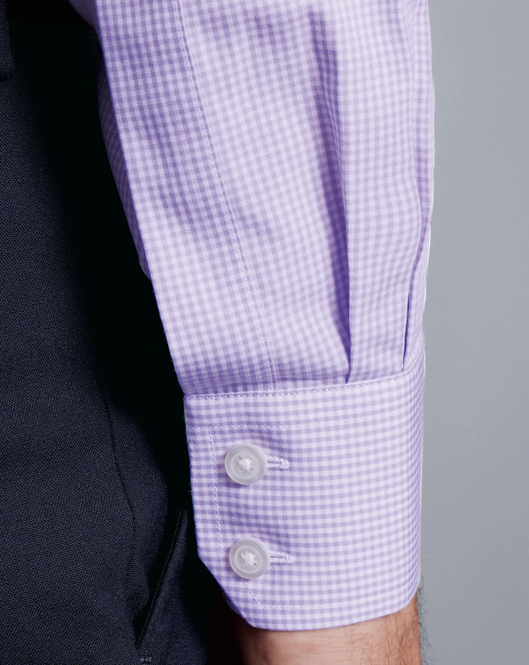 Shirt Sale|Dress Shirts<Charles Tyrwhitt Spread Collar Non-Iron Mini Gingham Check Shirt - Mauve Purple