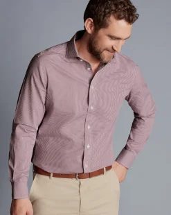 Shirt Sale|Dress Shirts<Charles Tyrwhitt Spread Collar Non-Iron Mini Gingham Check Shirt - Claret Pink