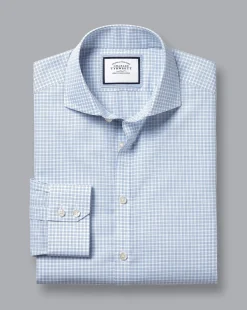 Shirt Sale|Dress Shirts<Charles Tyrwhitt Spread Collar Non-Iron Poplin Fine Check Shirt - Blue Sky