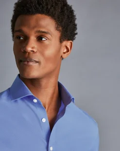 Dress Shirts|M<Charles Tyrwhitt Spread Collar Non-Iron Poplin Shirt - Ocean Blue