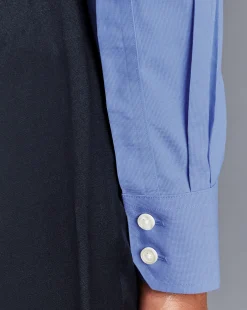 Dress Shirts|M<Charles Tyrwhitt Spread Collar Non-Iron Poplin Shirt - Ocean Blue