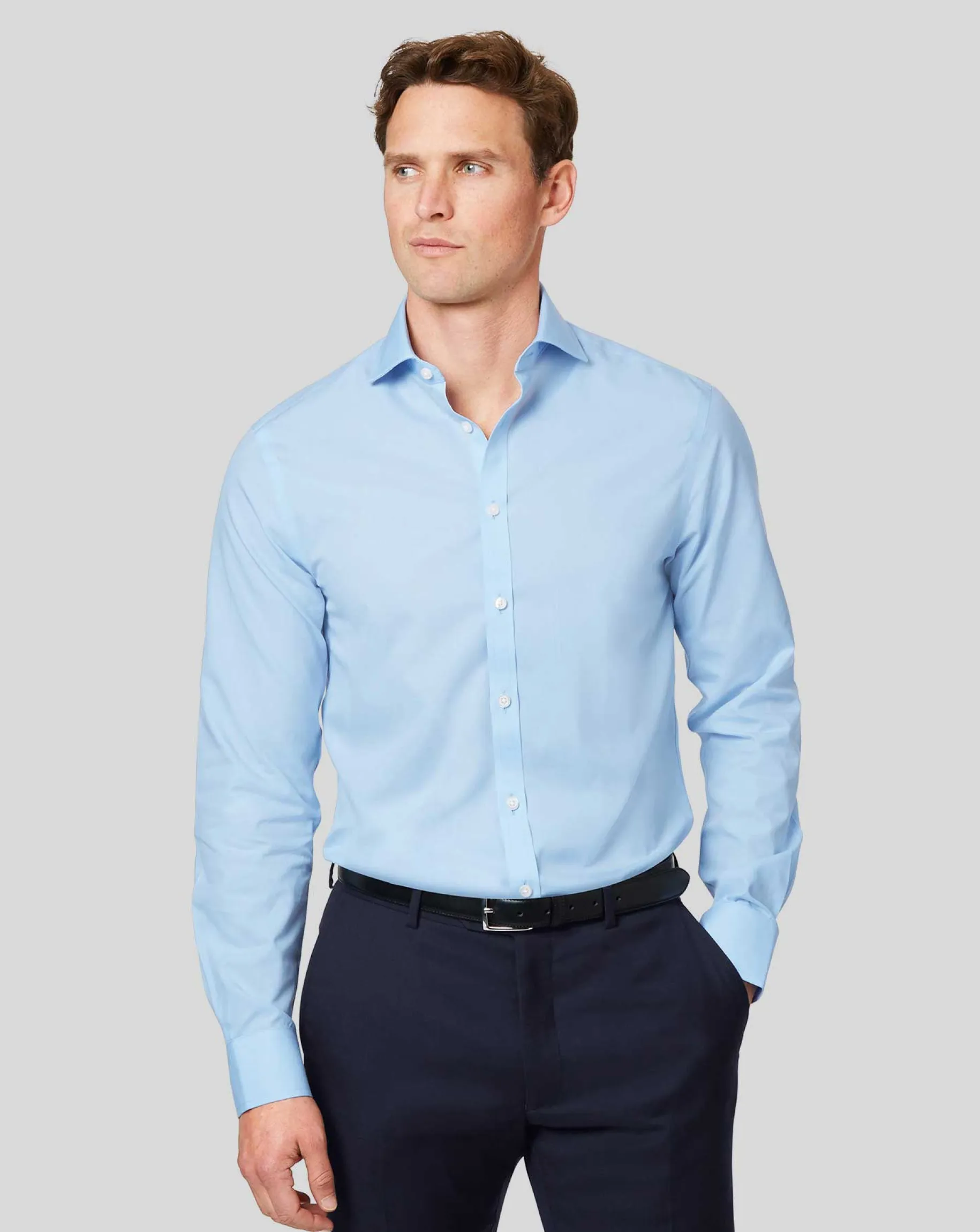Dress Shirts|Blue Shirts<Charles Tyrwhitt Spread Collar Non-Iron Poplin Shirt - Blue Sky