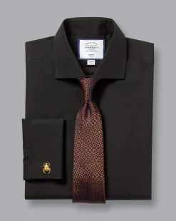Dress Shirts|Non-Iron Shirts<Charles Tyrwhitt Spread Collar Non-Iron Poplin Shirt - Black