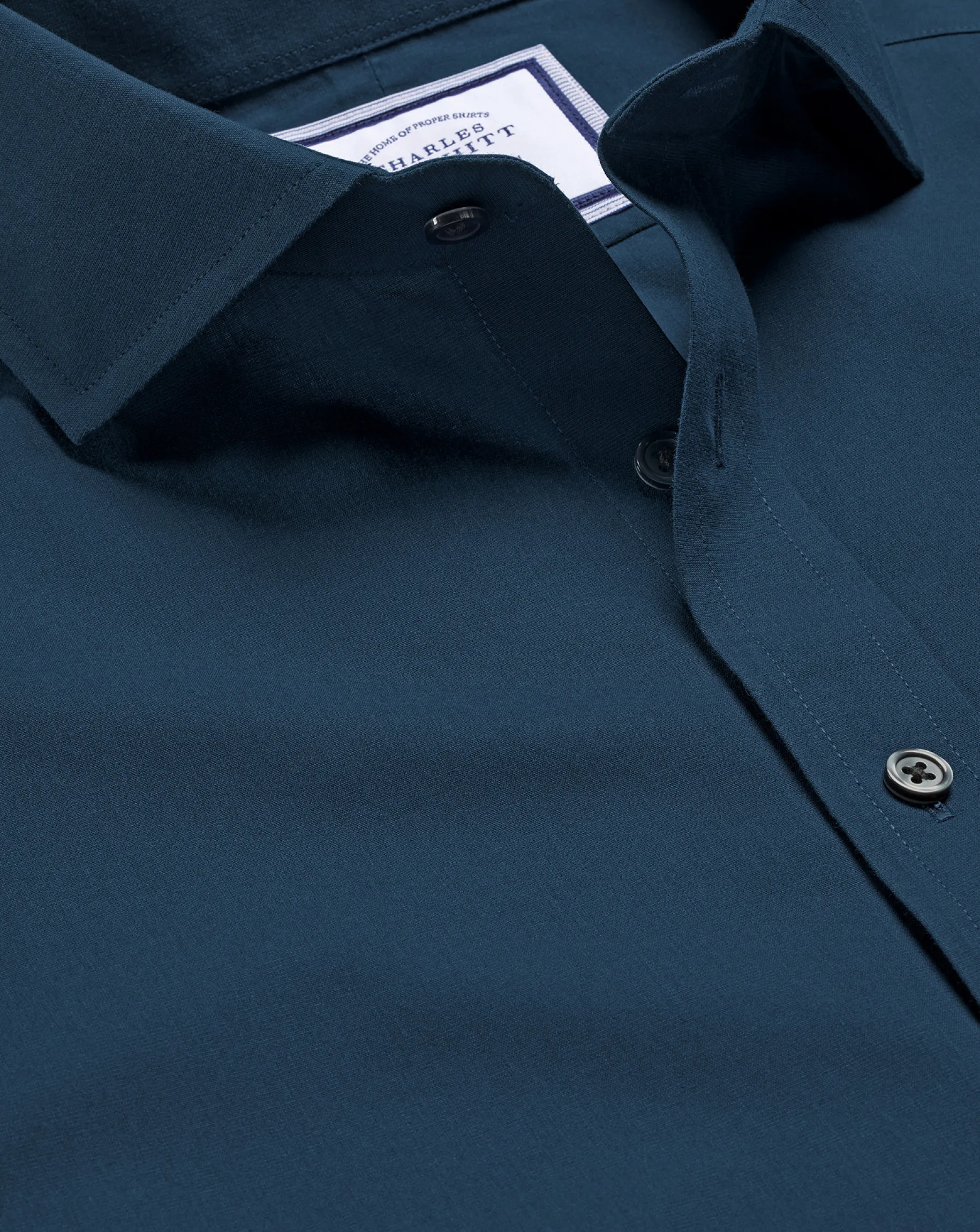 Shirt Sale|Dress Shirts<Charles Tyrwhitt Spread Collar Non-Iron Poplin Shirt - Petrol Blue