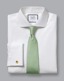 Dress Shirts|White Shirts<Charles Tyrwhitt Spread Collar Non-Iron Poplin Shirt - White