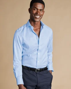 Dress Shirts|Blue Shirts<Charles Tyrwhitt Spread Collar Non-Iron Puppytooth Shirt - Blue Sky