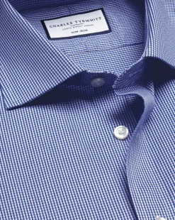 Dress Shirts|Check Shirts<Charles Tyrwhitt Spread Collar Non-Iron Puppytooth Shirt - Blue Royal