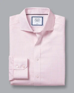 Shirt Sale|Dress Shirts<Charles Tyrwhitt Spread Collar Non-Iron Regent Weave Check Shirt - Pink