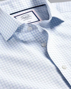Shirt Sale|Dress Shirts<Charles Tyrwhitt Spread Collar Non-Iron Regent Weave Check Shirt - Sky