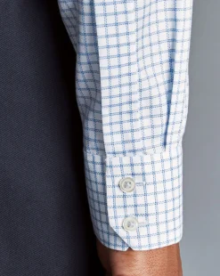 Shirt Sale|Dress Shirts<Charles Tyrwhitt Spread collar Non-Iron Richmond Weave Check Shirt - Cornflower Blue