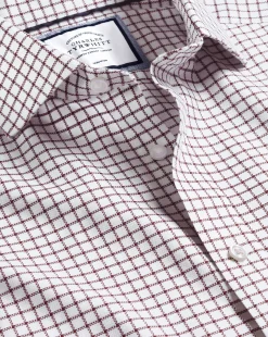 Shirt Sale|Dress Shirts<Charles Tyrwhitt Spread collar Non-Iron Richmond Weave Check Shirt - Red Wine