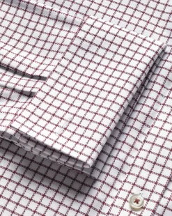 Shirt Sale|Dress Shirts<Charles Tyrwhitt Spread collar Non-Iron Richmond Weave Check Shirt - Red Wine