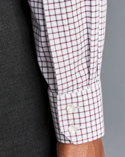 Shirt Sale|Dress Shirts<Charles Tyrwhitt Spread collar Non-Iron Richmond Weave Check Shirt - Red Wine