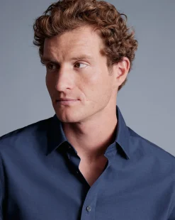 Dress Shirts|M<Charles Tyrwhitt Spread Collar Non-Iron Royal Oxford Shirt - French Blue