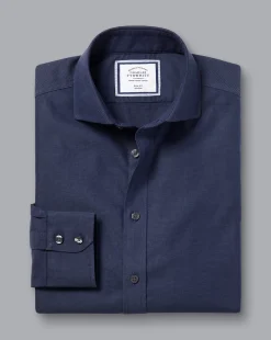 Dress Shirts|M<Charles Tyrwhitt Spread Collar Non-Iron Royal Oxford Shirt - French Blue
