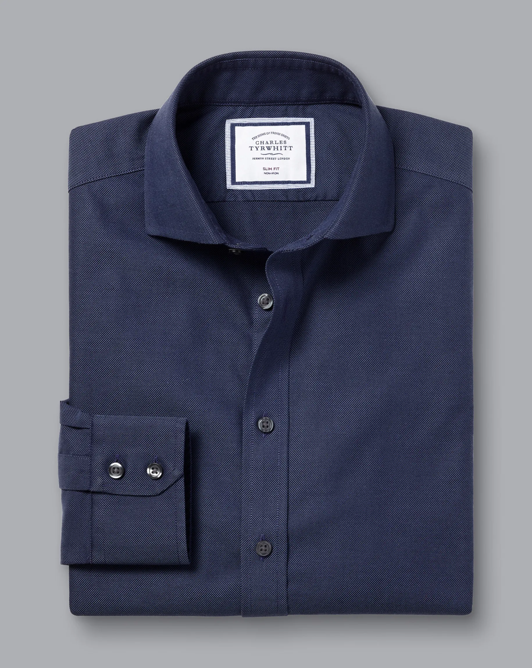 Dress Shirts|M<Charles Tyrwhitt Spread Collar Non-Iron Royal Oxford Shirt - French Blue