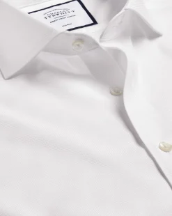 Dress Shirts|XL<Charles Tyrwhitt Spread Collar Non-Iron Royal Oxford Shirt - White