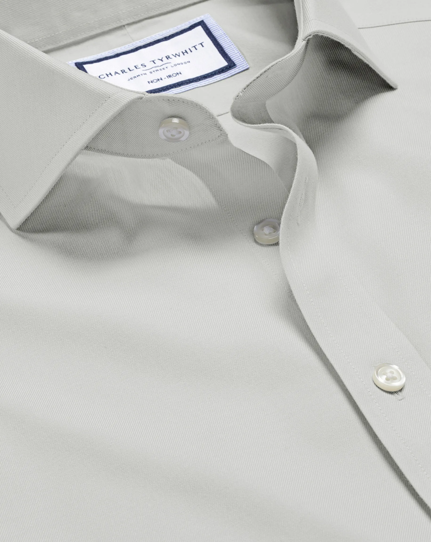 Dress Shirts|Non-Iron Shirts<Charles Tyrwhitt Spread Collar Non-Iron Twill Shirt - Grey Silver