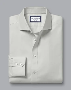 Dress Shirts|Non-Iron Shirts<Charles Tyrwhitt Spread Collar Non-Iron Twill Shirt - Grey Silver