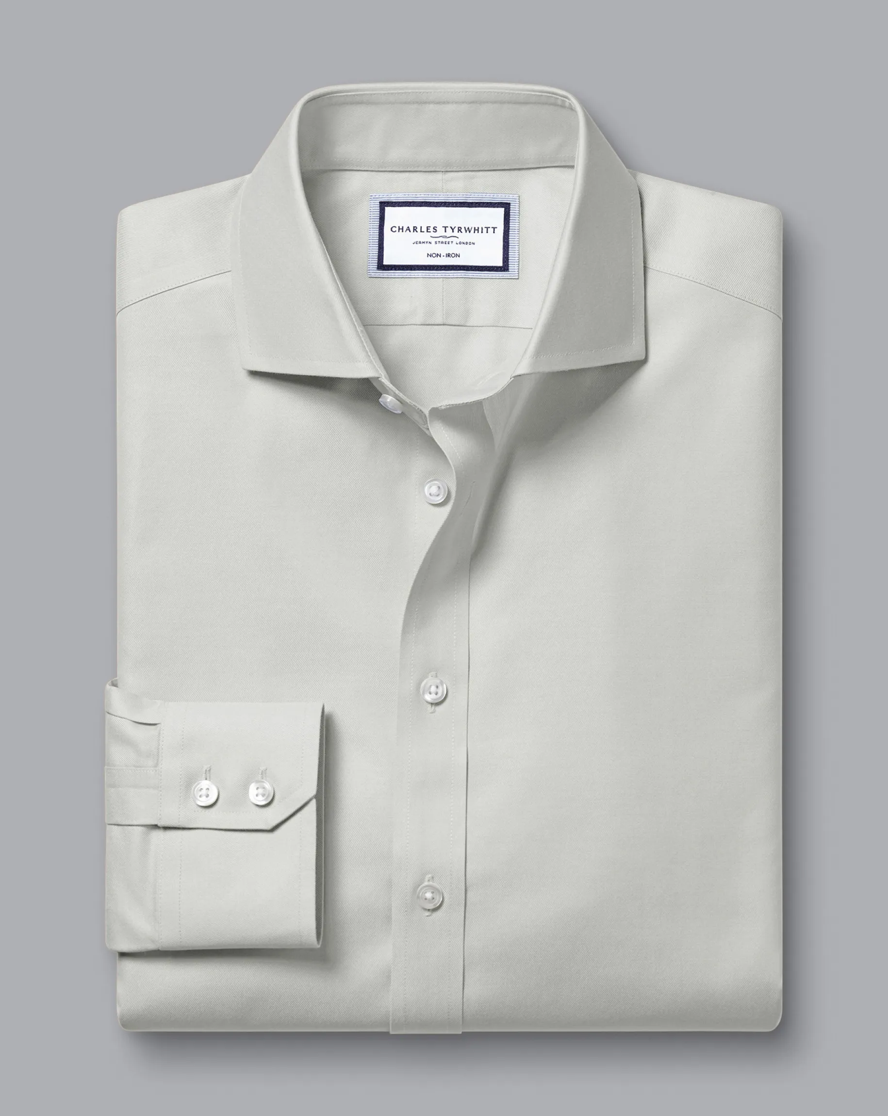 Dress Shirts|Non-Iron Shirts<Charles Tyrwhitt Spread Collar Non-Iron Twill Shirt - Grey Silver