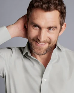Dress Shirts|Non-Iron Shirts<Charles Tyrwhitt Spread Collar Non-Iron Twill Shirt - Grey Silver