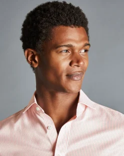 Shirt Sale|Dress Shirts<Charles Tyrwhitt Spread Collar Non-Iron Twill Stripe Shirt - Orange