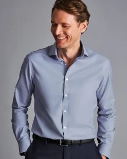 Dress Shirts|S<Charles Tyrwhitt Spread Collar Non-Iron Twill Shirt- Blue Indigo