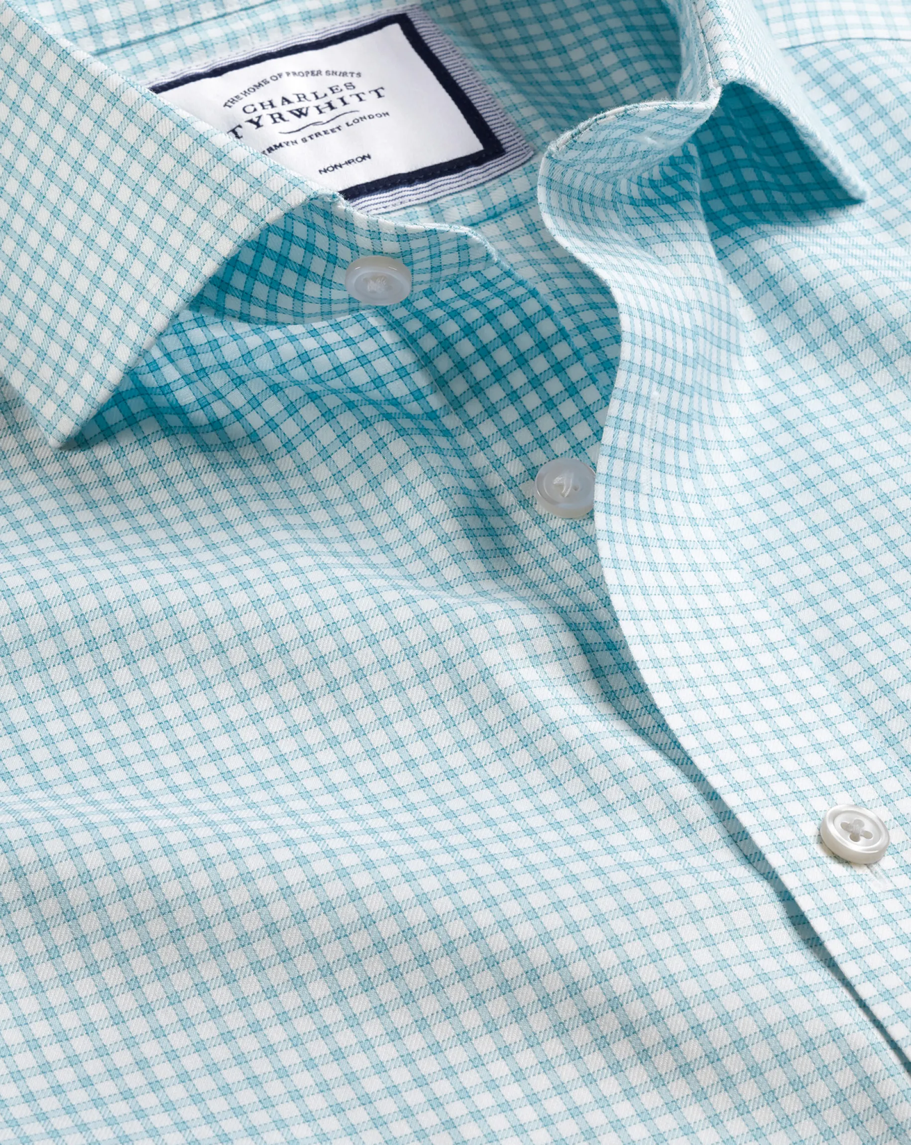 Shirt Sale|Dress Shirts<Charles Tyrwhitt Spread Collar Non-Iron Twill Mini Windowpane Check Shirt - Light Green