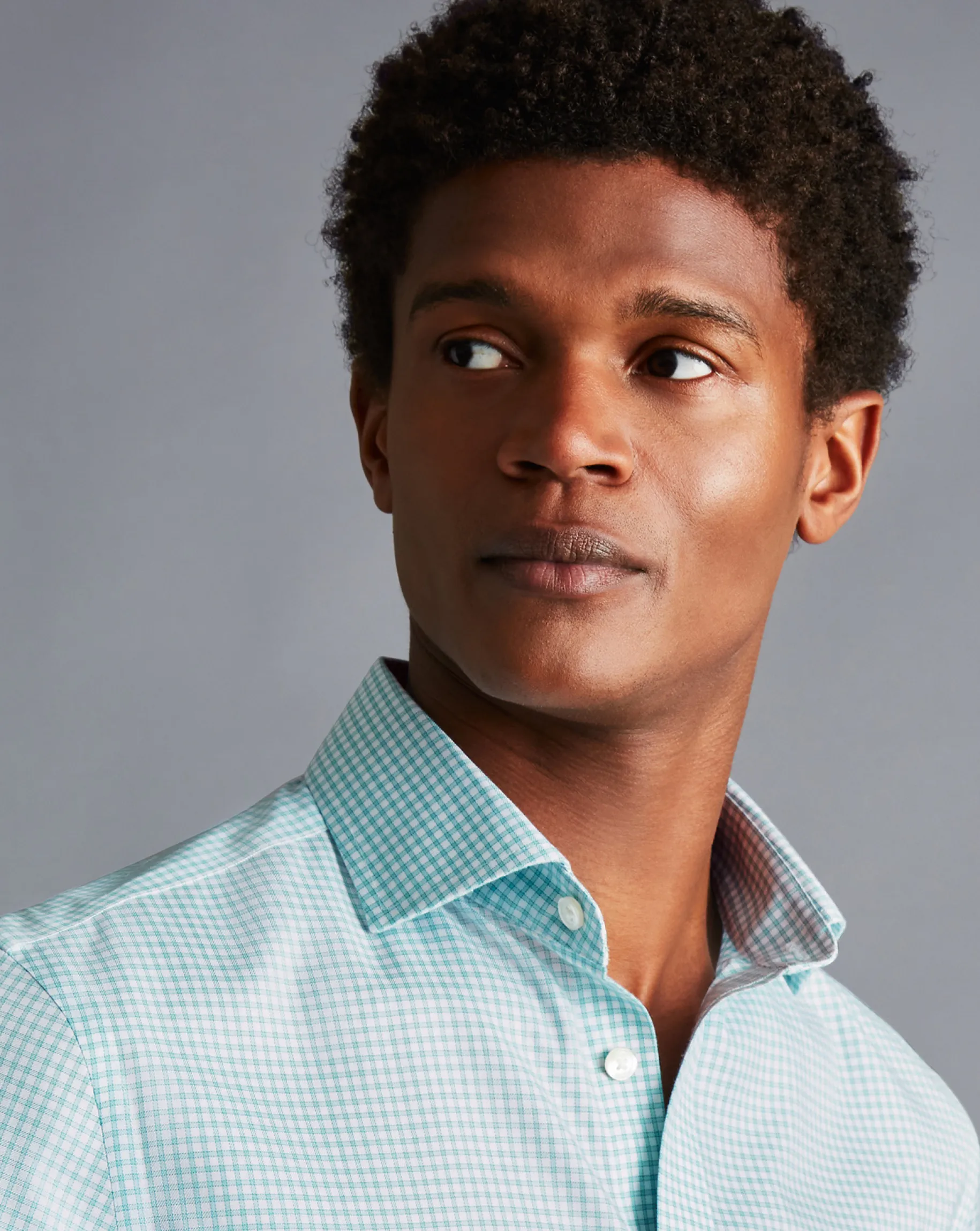 Shirt Sale|Dress Shirts<Charles Tyrwhitt Spread Collar Non-Iron Twill Mini Windowpane Check Shirt - Light Green
