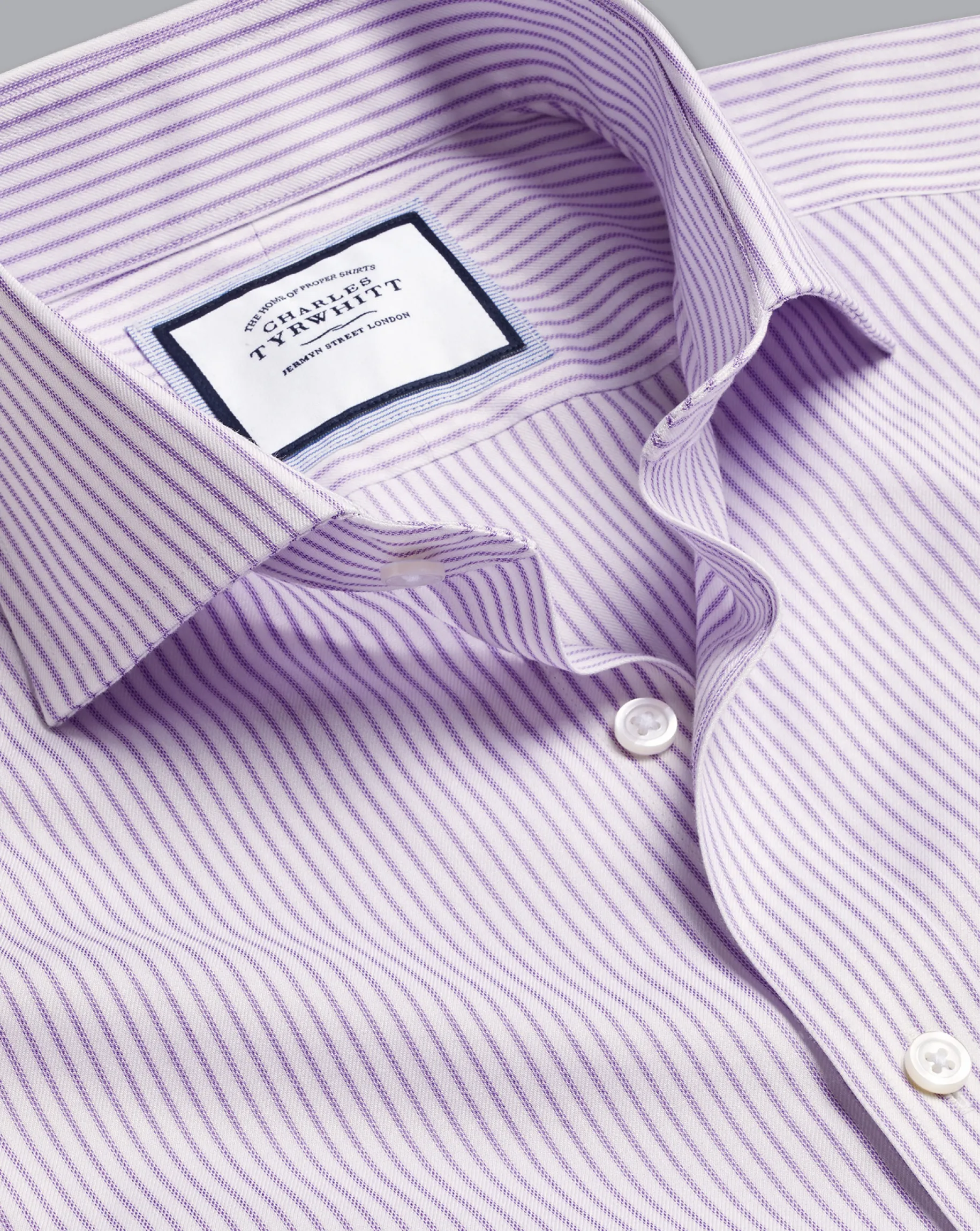 Shirt Sale|Dress Shirts<Charles Tyrwhitt Spread Collar Non-Iron Twill Stripe Shirt - Mauve Purple