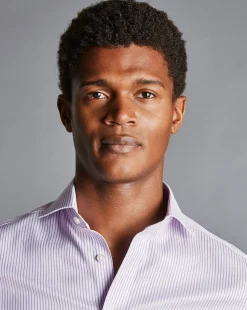 Shirt Sale|Dress Shirts<Charles Tyrwhitt Spread Collar Non-Iron Twill Stripe Shirt - Mauve Purple