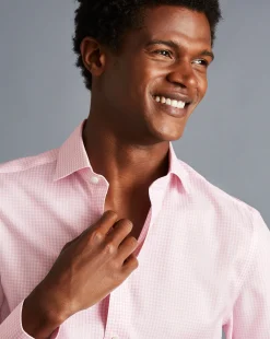 Shirt Sale|Dress Shirts<Charles Tyrwhitt Spread Collar Non-Iron Twill Mini Windowpane Check Shirt - Pink