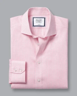 Shirt Sale|Dress Shirts<Charles Tyrwhitt Spread Collar Non-Iron Twill Mini Windowpane Check Shirt - Pink