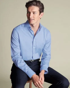 Dress Shirts|Blue Shirts<Charles Tyrwhitt Spread Collar Non-Iron Twill Shirt - Cornflower Blue