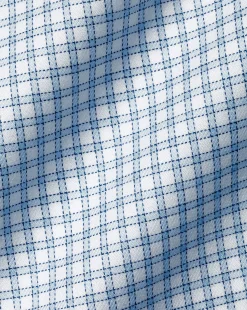 Dress Shirts|XL<Charles Tyrwhitt Spread Collar Non-Iron Twill Mini Windowpane Check Shirt - Steel Blue