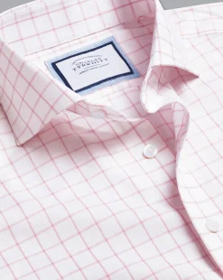Shirt Sale|Dress Shirts<Charles Tyrwhitt Spread Collar Non-Iron Twill Grid Check Shirt - Pink