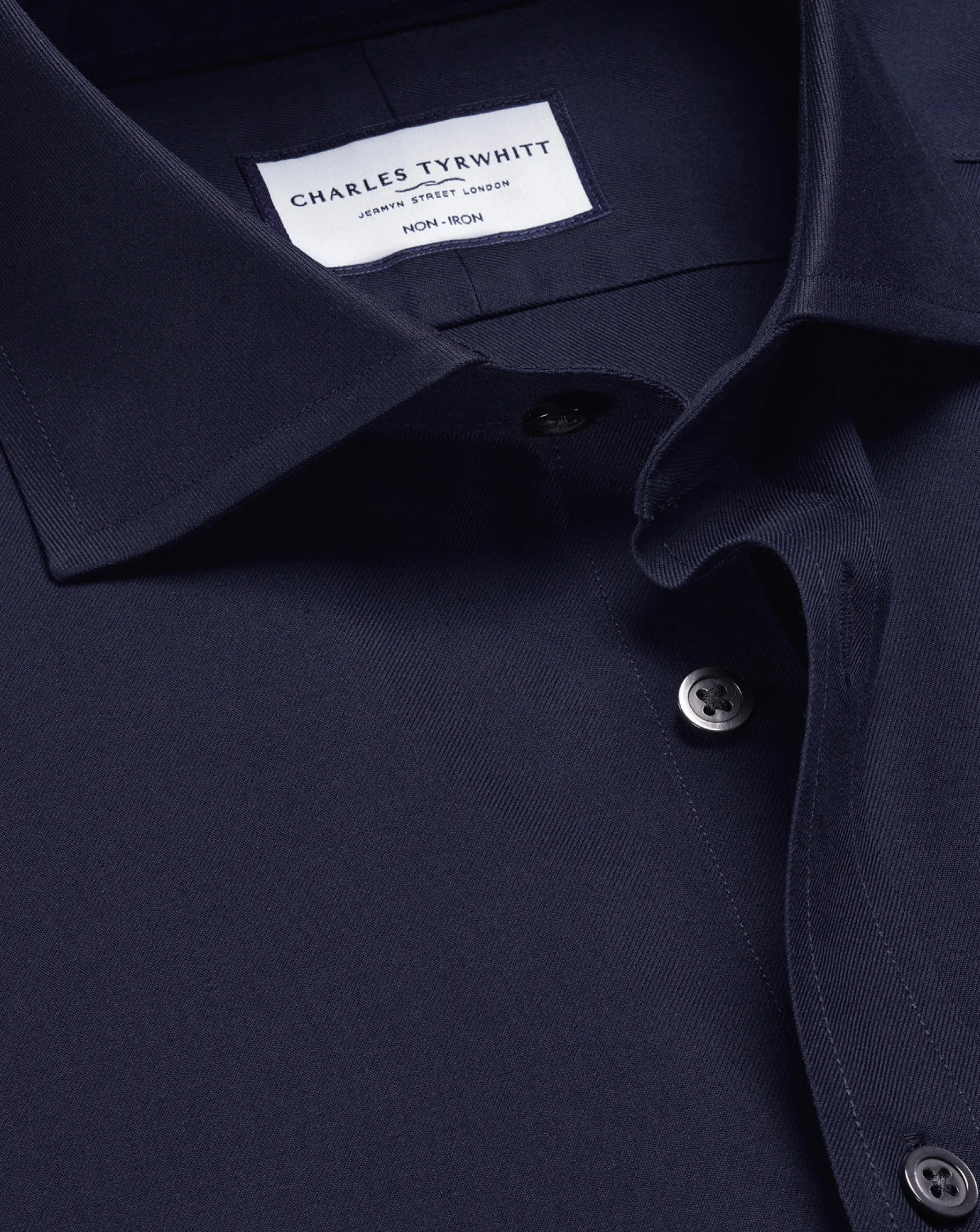 Dress Shirts|Blue Shirts<Charles Tyrwhitt Spread Collar Non-Iron Twill Shirt - Navy