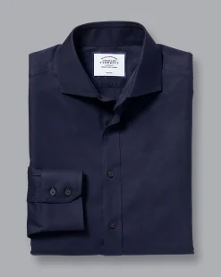 Dress Shirts|Blue Shirts<Charles Tyrwhitt Spread Collar Non-Iron Twill Shirt - Navy